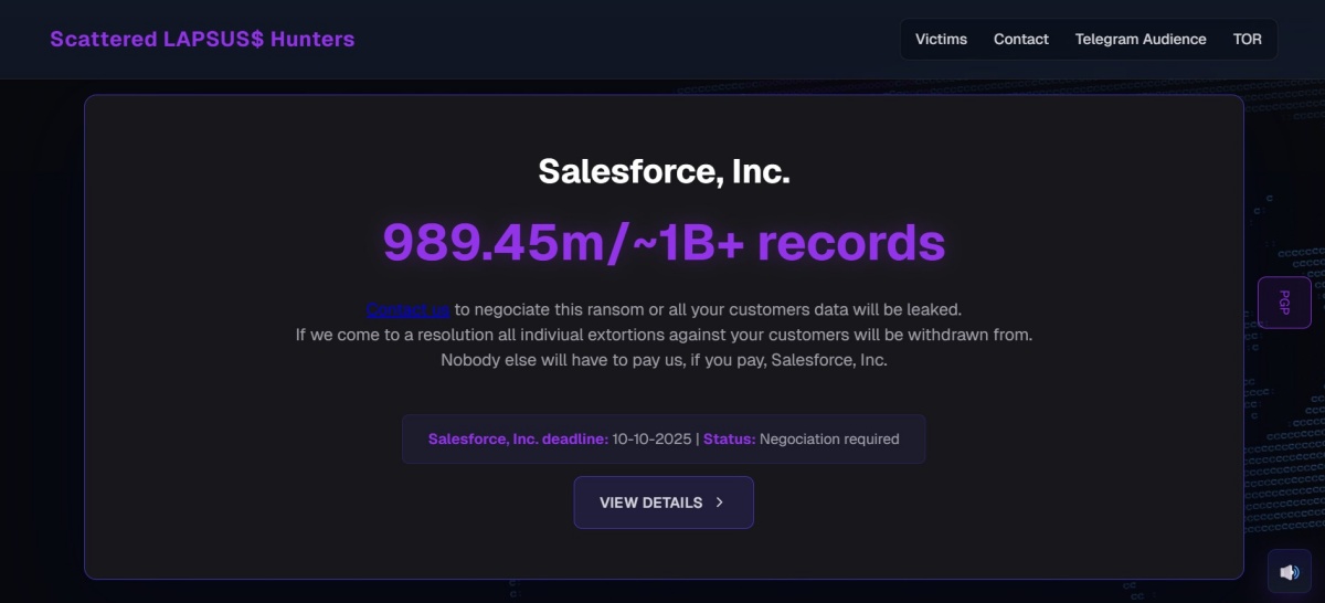Scattered LAPSUS$ Hunters Claim Salesforce Breach, 1B Records, 39 Firms Listed Scattered LAPSUS$ Hunters Claim Salesforce Breach, 1B Records, 39 Firms Listed