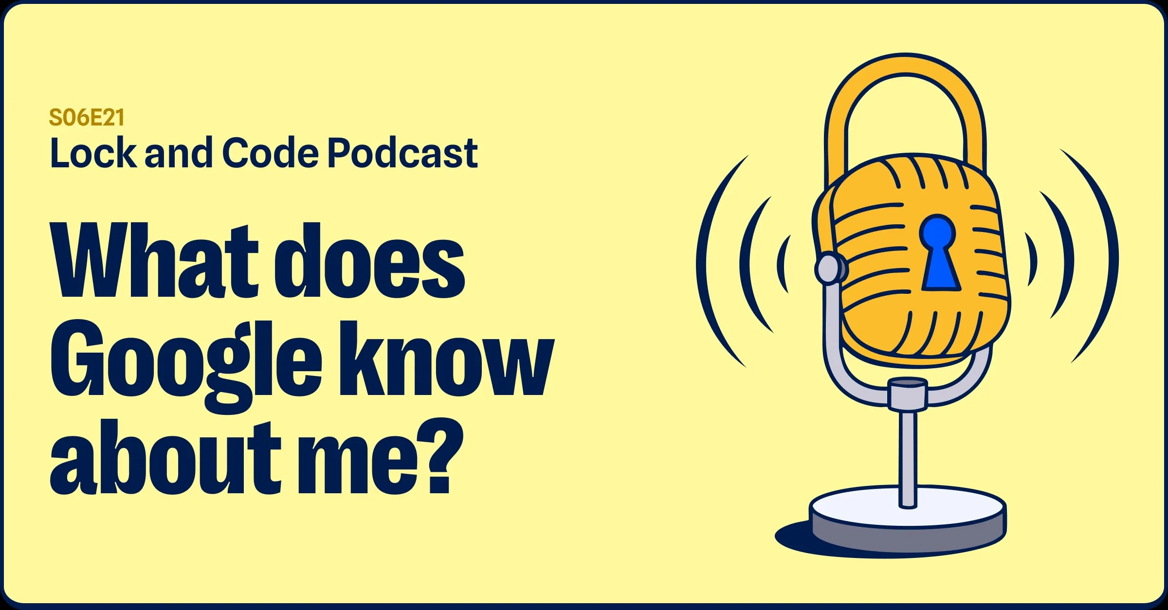 An illustrated padlock is mounted into a microphone stand with sound waves emitting from the device.