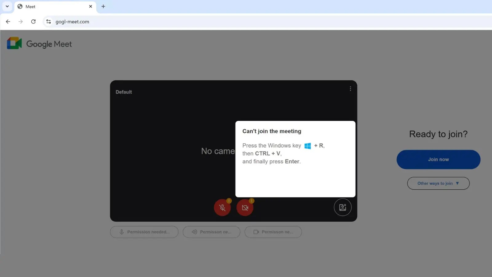 Weaponized Google Meet ClickFix
