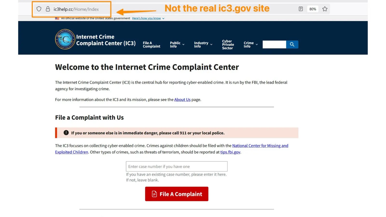FBI Warns of Fake Internet Crime Complaint Center (IC3) Website Used for Phishing Attacks