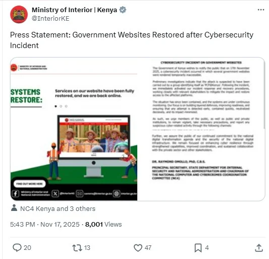 Government of Kenya cyberattack