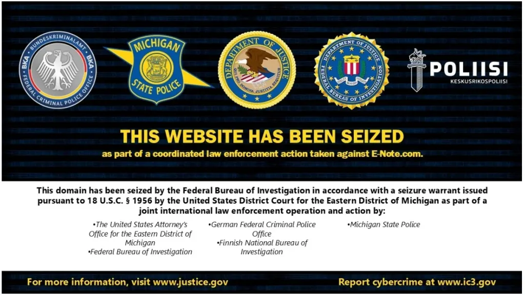 FBI Seizes E-Note Crypto Exchange