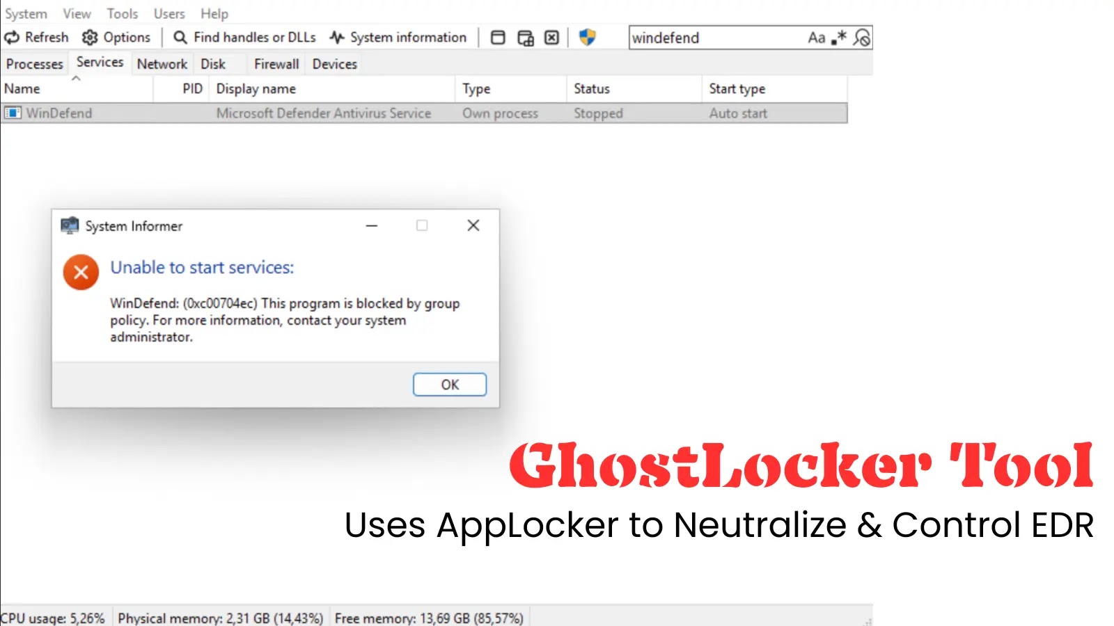 New GhostLocker Tool that Uses Windows AppLocker to Neutralize and Control EDR