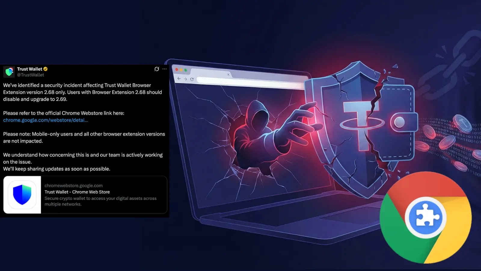 TrustWallet Chrome Extension Hacked - Users Reporting Millions in Losses