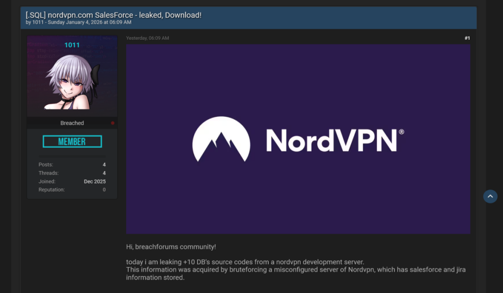 NordVPN Denies Breach After Hacker Claims Access to Salesforce Dev Data