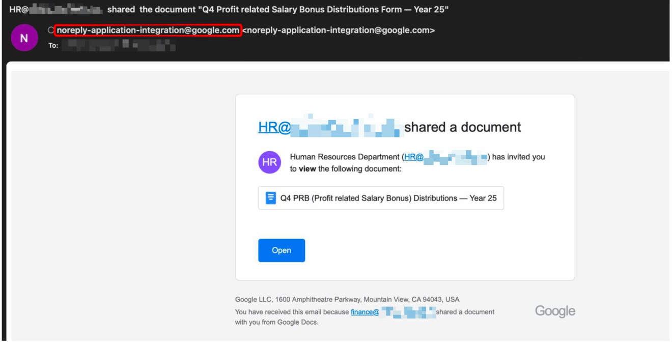 Phishing campaign abuses Google Cloud Application to impersonate legitimate Google emails