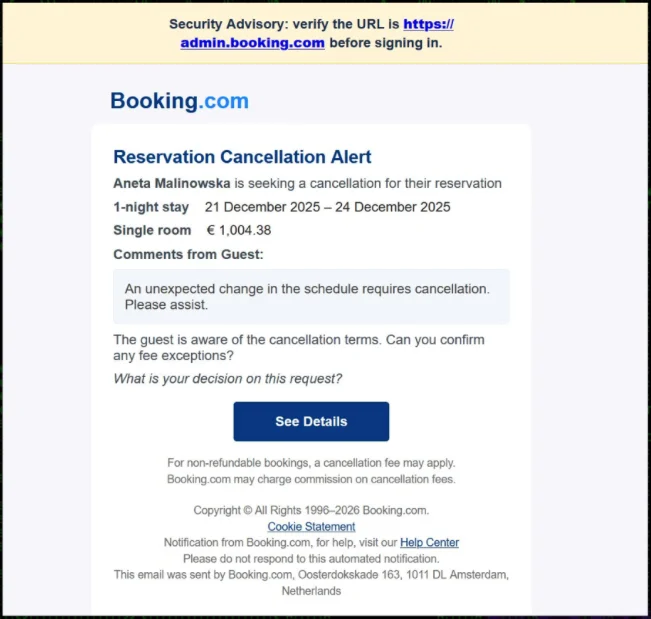 Fake Booking.com emails and BSODs used to infect hospitality staff