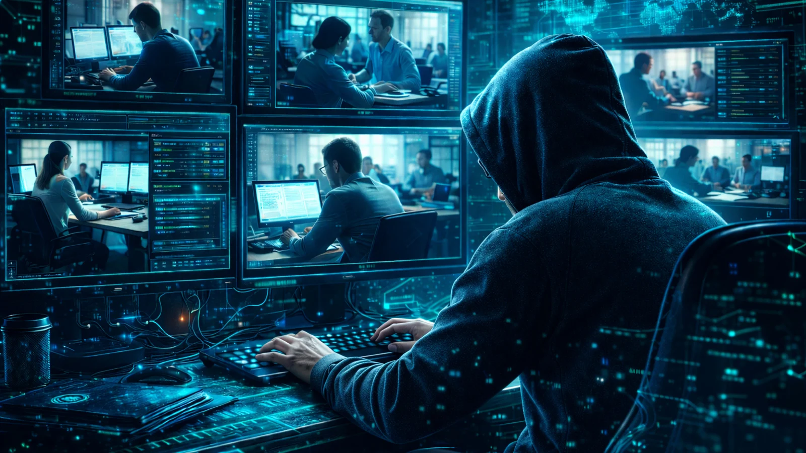 Hacker monitoring employees