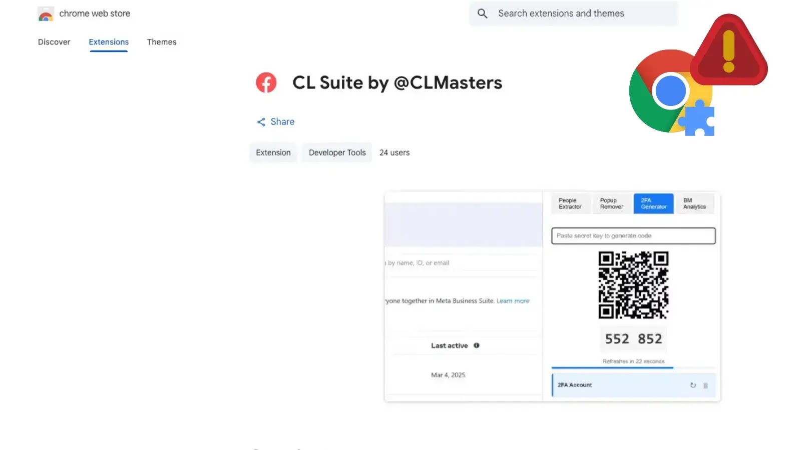 Malicious Chrome Extension Steals Facebook Business Manage 2FA Codes and Analytics Data