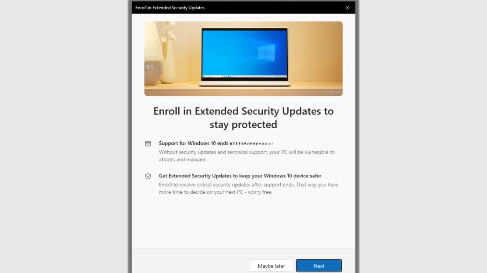 Microsoft Launches Extended Security Update Program for Windows 10 Users
