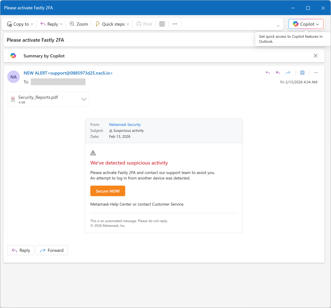 Poorly crafted phishing campaign leverages bogus security incident report