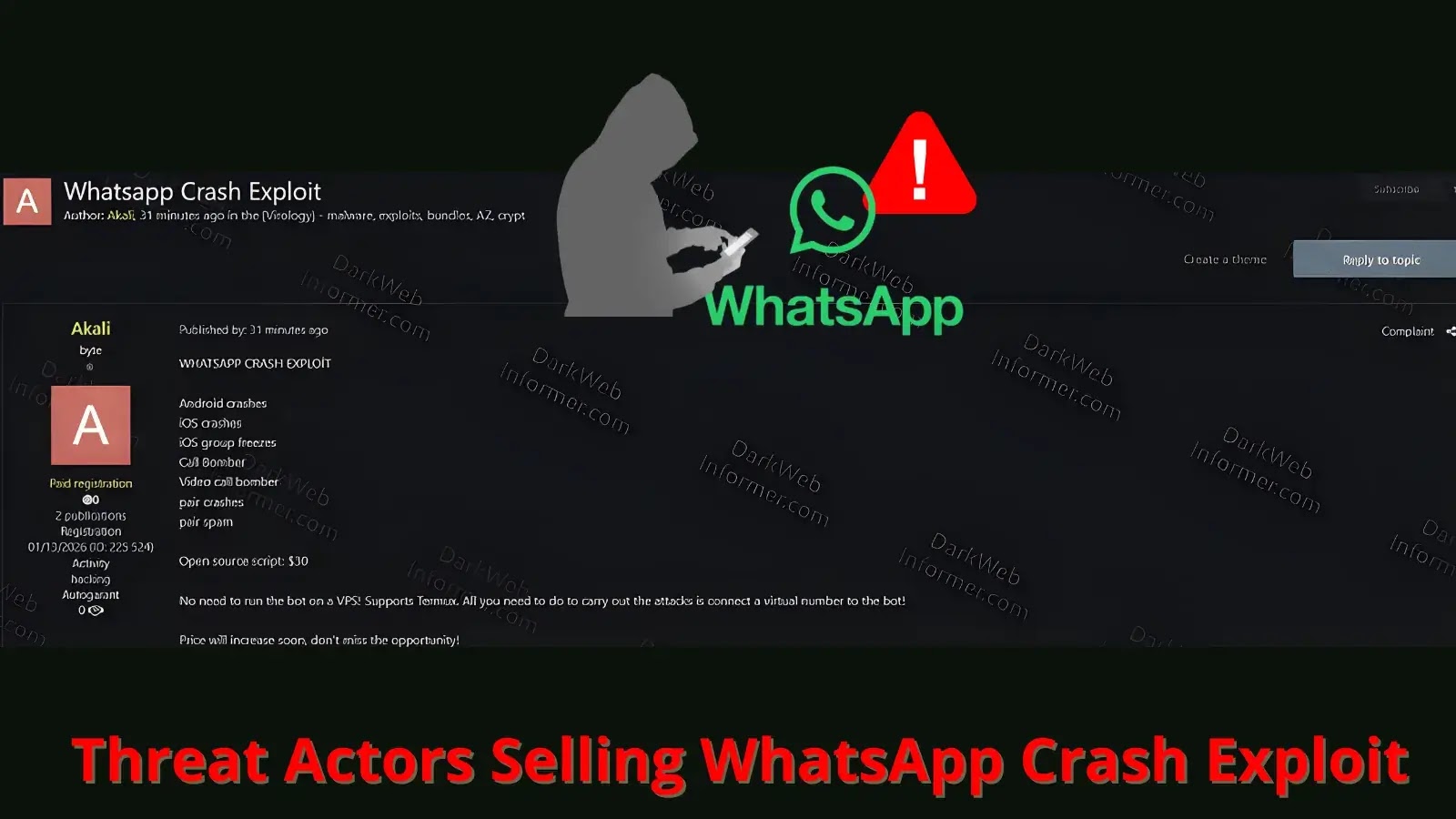 Threat Actors Allegedly Selling WhatsApp Crash Exploit on Hacking Forums