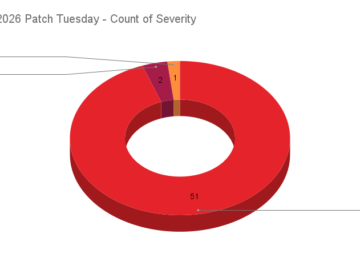 A pie chart showing the severity distribution across the Patch Tuesday CVEs patched in February 2026.