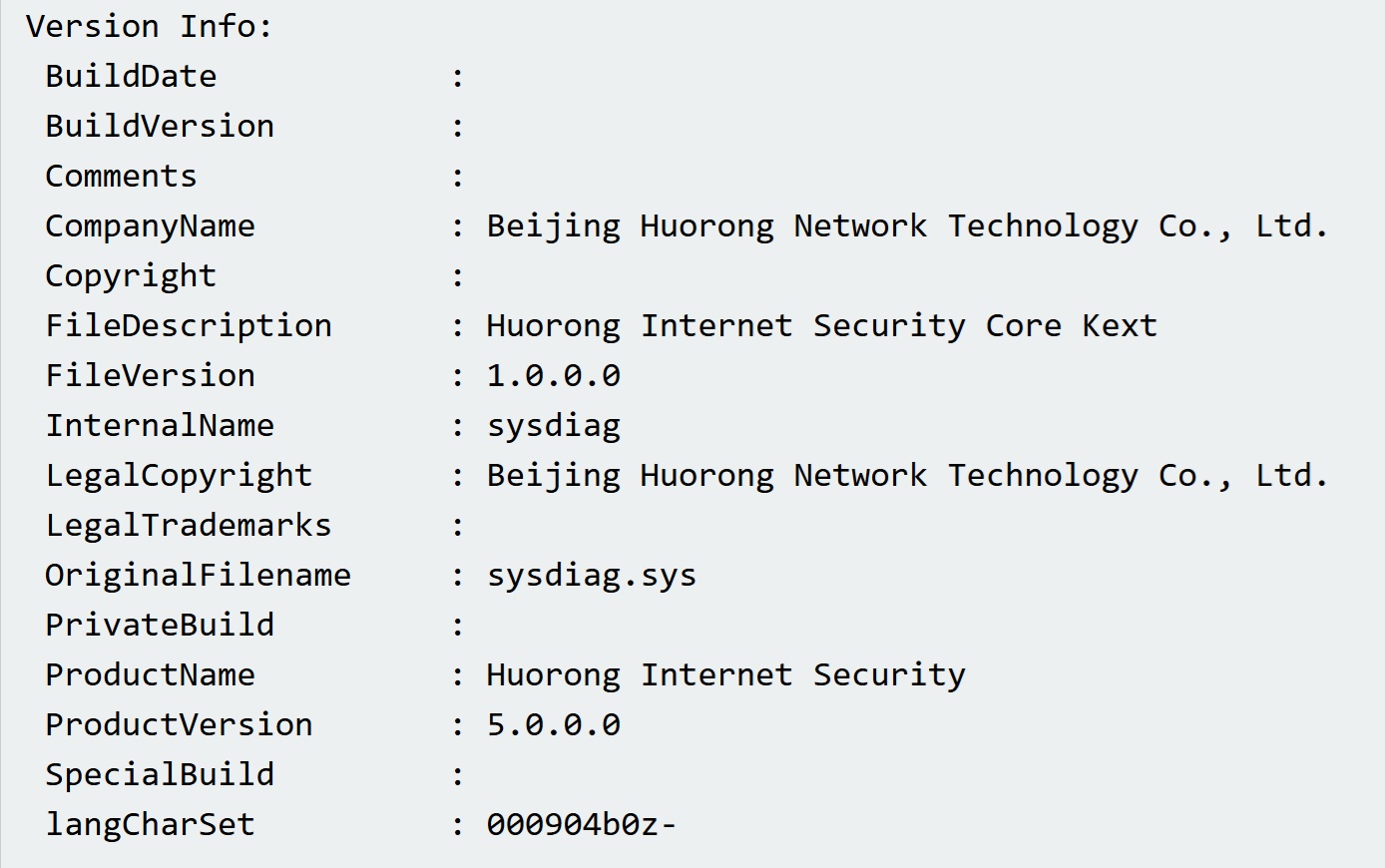 sysdiag.sys driver file version information