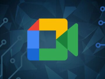 Google Meet logo on a dark background