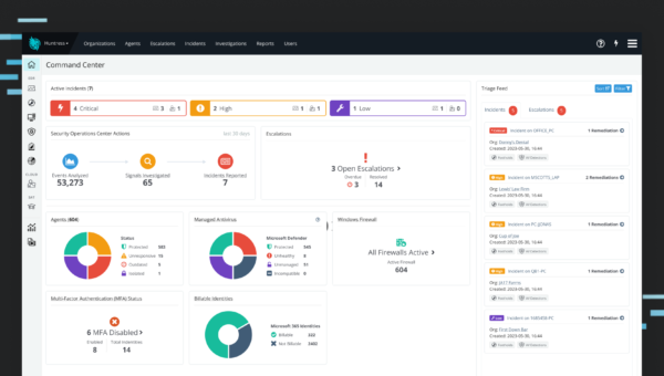 Full-screen view of the new Huntress Command Center homepage