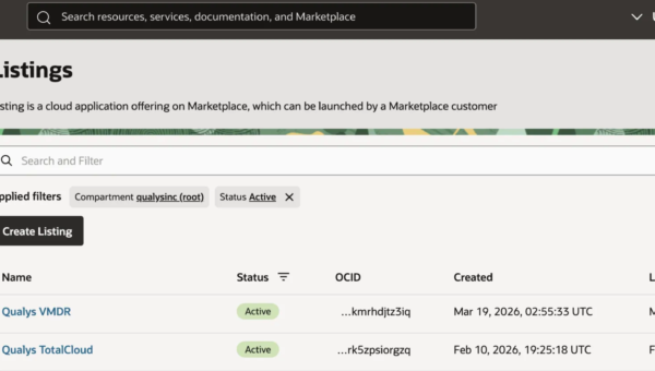 Qualys Listing on Oracle Marketplace