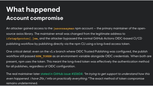 Tradecraft Tuesday Recap: axios npm Supply Chain Compromise