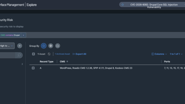 Tenable Attack Surface Management query for CMS contains Drupal