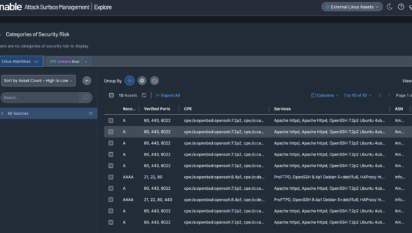 Tenable Attack Surface Management Screenshot for Linux hosts