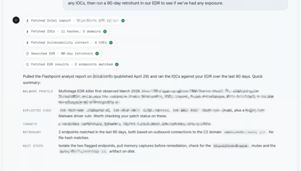 Flashpoint MCP Server: Operationalizing Cyber Threat Data for Agentic AI Security Workflows