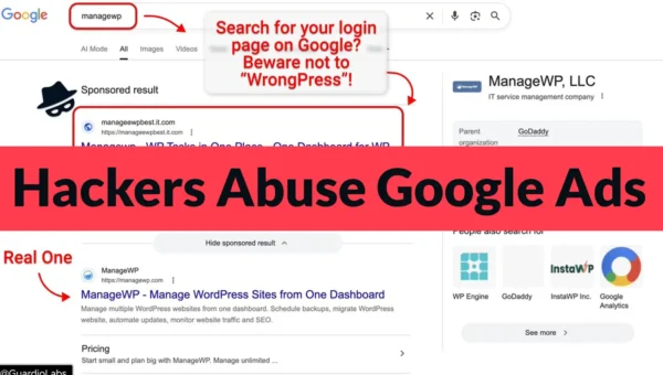Hackers Abuse Google Ads to Steal Users GoDaddy ManageWP login Credentials
