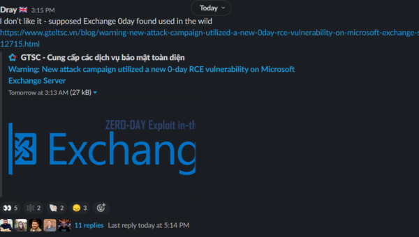 ThreatOps team Slack screenshot
