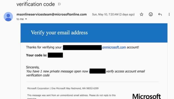 a copy of the spammy email, which comes from