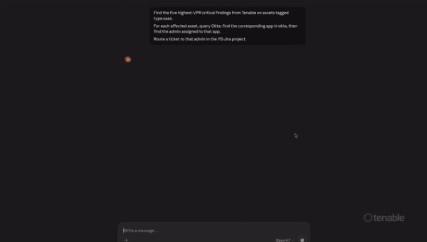 Video showing how to command Tenable Hexa AI with a natural language prompt