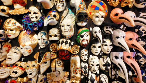 A display of colourful masks