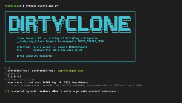 New DirtyClone Linux Vulnerability Allows Attackers to Gain Root Access Via Cloned Packets