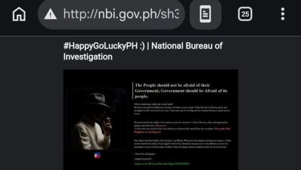 Screenshot showing the defacement of the National Bureau of Investigation’s website. Photo: Dominic Ligot