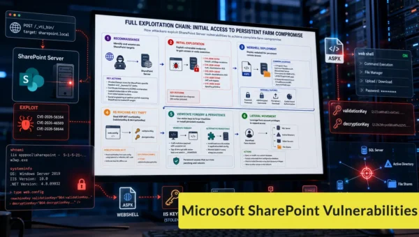 Microsoft SharePoint Vulnerabilities Actively Exploited for RCE, Web Shells, and IIS Key Theft