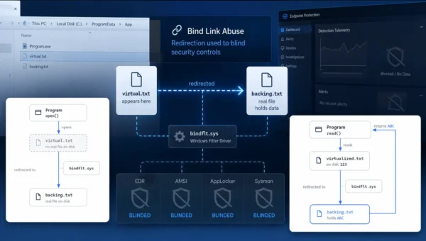 Windows Bind Link Abuse Lets Attackers Blind EDR and Bypass AMSI, AppLocker, and Sysmon