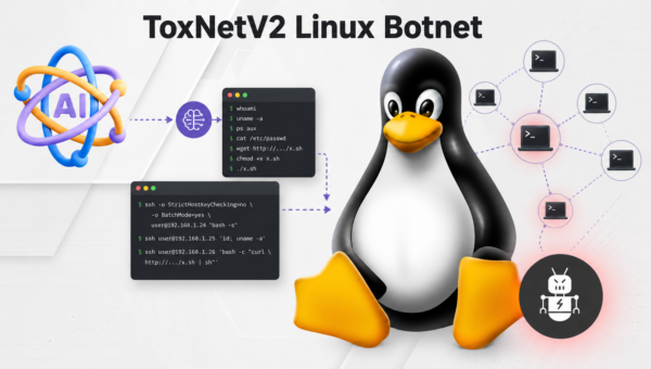 AI-Assisted ToxNetV2 Linux Botnet Uses LLM to Generate Shell and SSH Commands