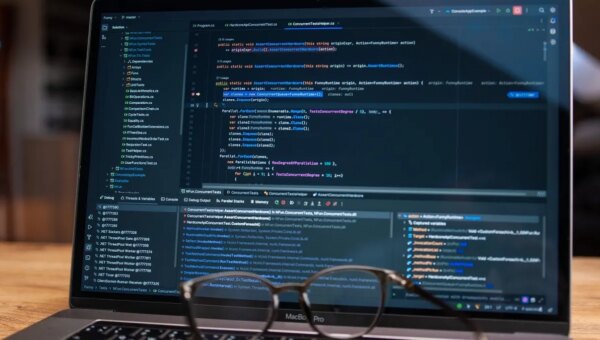 A computer screen with code