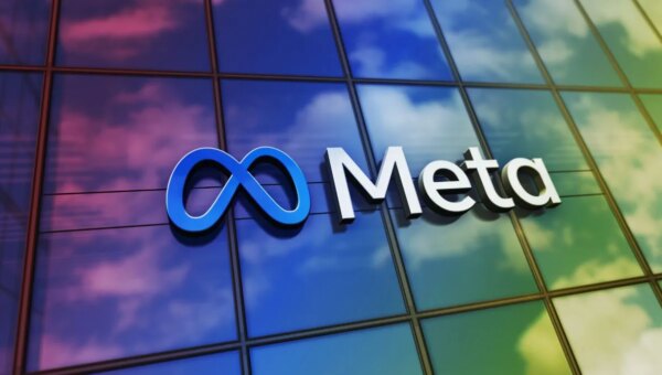 Meta logo on an office building