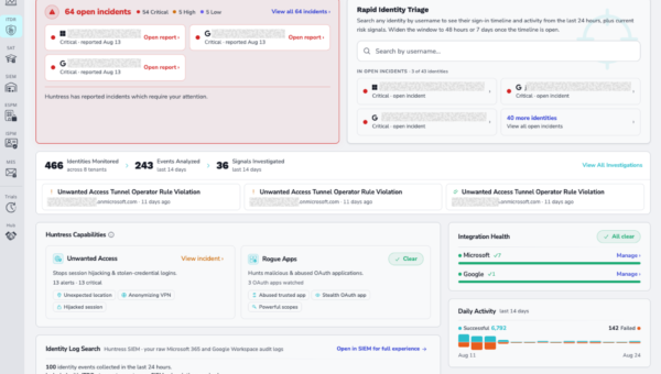 New Huntress Managed ITDR Dashboard