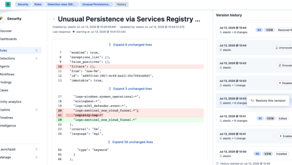 SOC case management and detection rule history