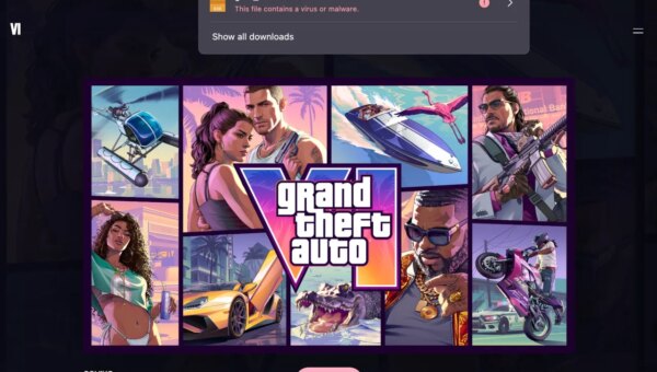 a screenshot of the malware download from the fake GTA website