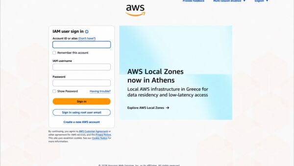 Figure 1: Current AWS sign-in page
