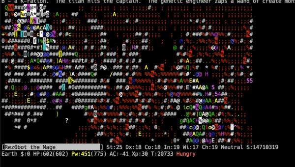A NetHack level packed with summoned krakens
