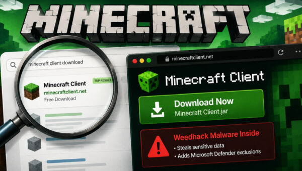 Weedhack Malware Spreads via Fake Minecraft Clients and SEO Poisoning