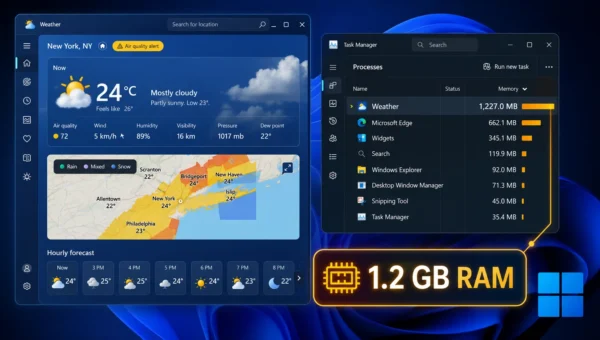 Windows 11's Built-In Weather App Reportedly Consumes 1.2GB of RAM for Showing Forecasts