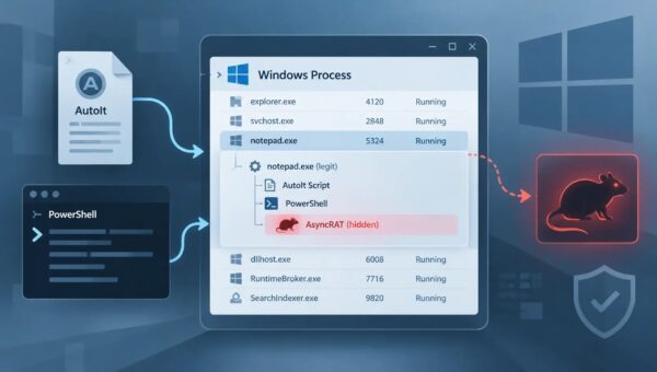 AsyncRAT Malware Abuses AutoIt and PowerShell to Hide Inside Legitimate Windows Process