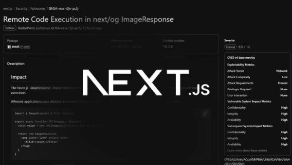 Critical Next.js ImageResponse Flaw Can Lead to Server Code Execution via Crafted SVG Input