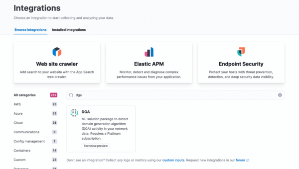 Detect domain generation algorithm (DGA) activity with new Kibana integration